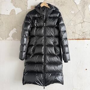 Pajar Canada Puffer Long Down Coat Women S Hooded Shiny Black Maxi Jacket Winter